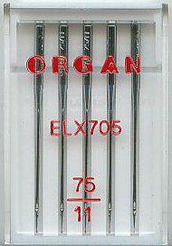 Organ 5x ELX705 CR Machineneedle no 75, 10 pcs